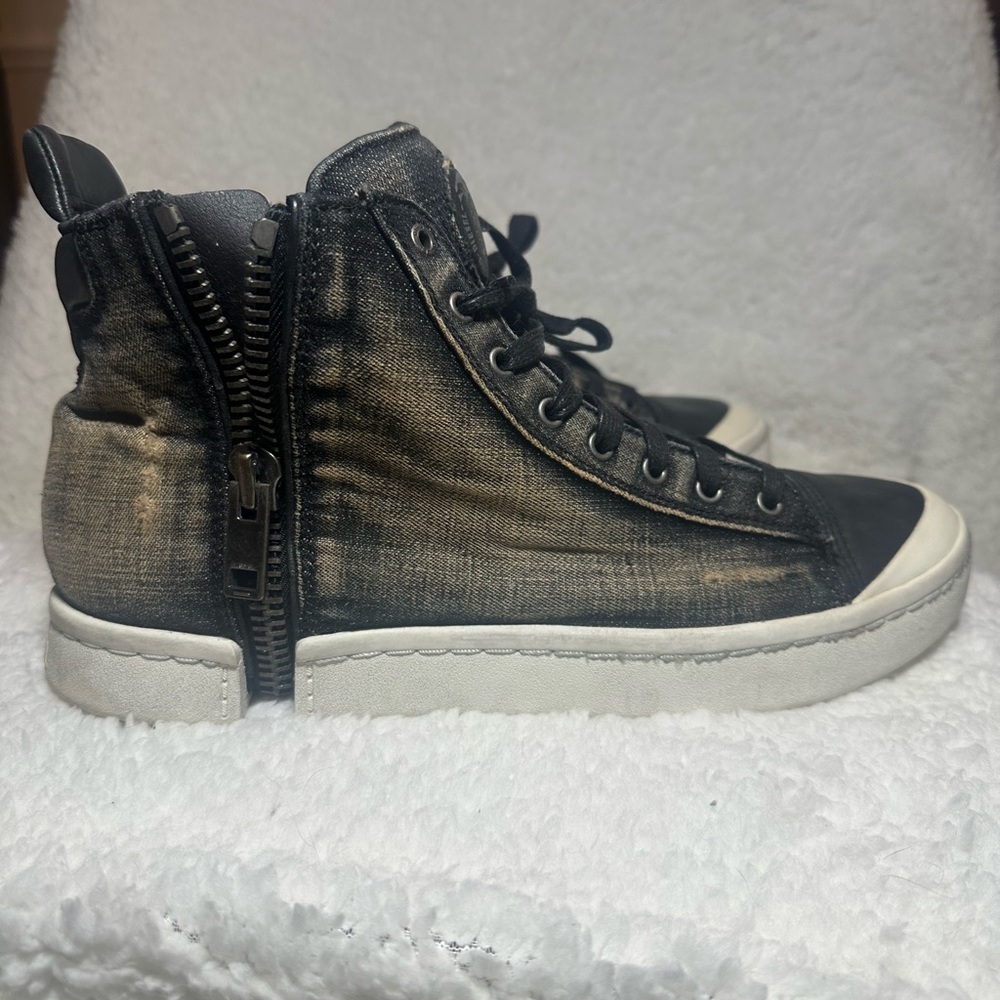Diesel Black and Gray High-Top Sneakers